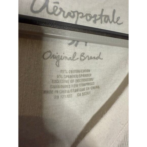 Y2k Aeropostale tight fitted logo Henley white - Picture 3 of 6